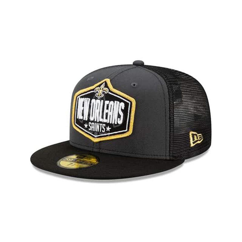 NFL New Orleans Saints Draft 59Fifty Fitted (JWA0325) - Grey New Era Caps